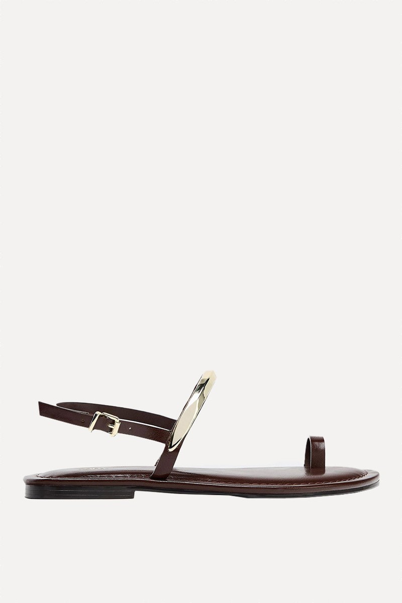 Flat Sandals With Metal Appliqué