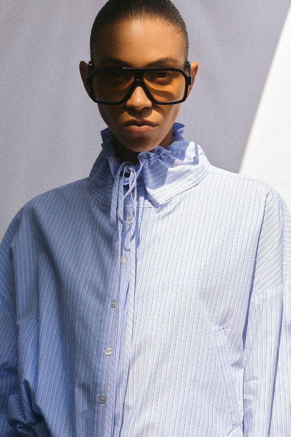 Striped Drawstring Shirt from Source Unknown