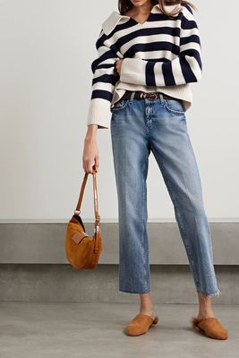 Milana Cropped Frayed Low-Rise Straight-Leg Jeans from L'Agence