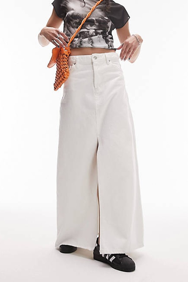 Low Slung Denim Maxi Skirt from Topshop