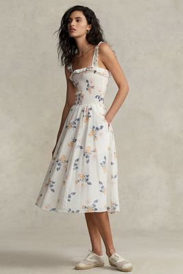Floral Fit-and-Flare Cotton Dress