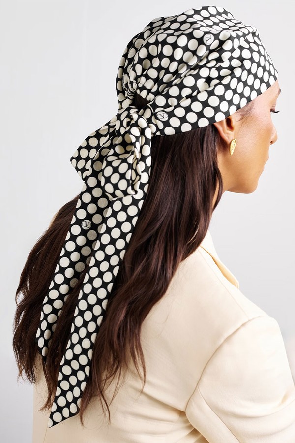 Escape Polka-Dot Cotton & Silk-Blend Twill Headband from VALENTINO GARAVANI