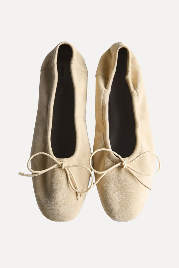 Gathered Ballet Flats With Bow from Massimo Dutti