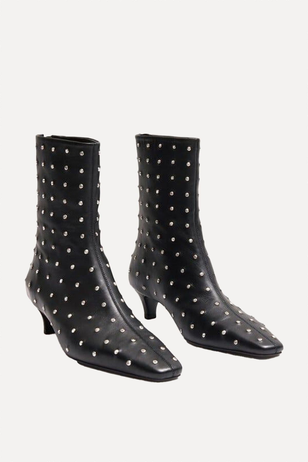 Diamante Studded Leather Ankle Boots