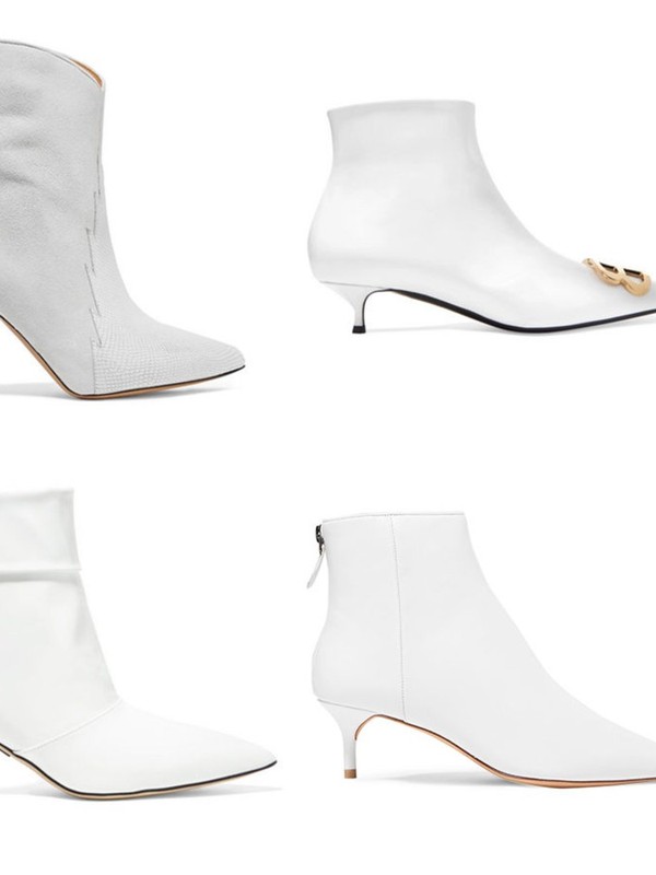 12 Pairs Of White Ankle Boots