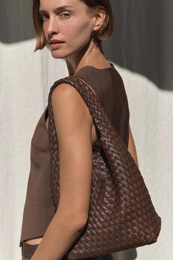 Recycled Alt-Leather Woven Small Tote from Rylan