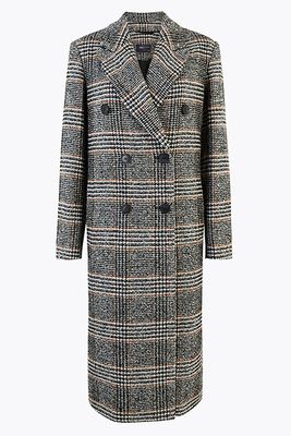 Wool blend Checked Overcoat from Marks & Spencer