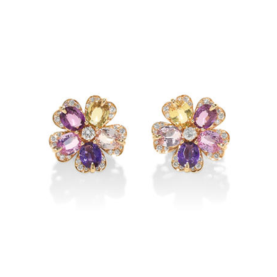 A Pair Of Gem-Set Sapphire Flower Earrings from Bulgari