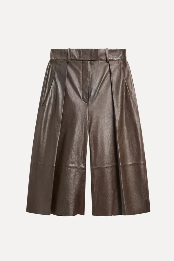 x from  Long Nappa Leather Bermuda Shorts With Darts, £299 | Massimo Dutti 