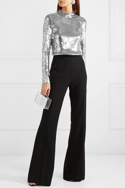 Lucina Sequined Stretch-Tulle Top from Veronica Beard