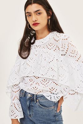 Broderie Ruffle Top from Topshop
