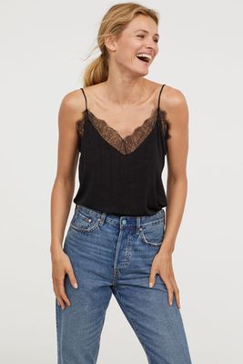 Jersey Top with Lace from H&M