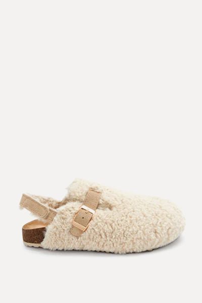 Ecru Cream Borg Leather Strap Mules from Zara Home