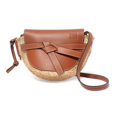 Gate Mini Leather & Woven Raffia Shoulder Bag from Loewe