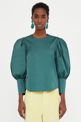 Top With Pleat Puff Sleeves from Zara