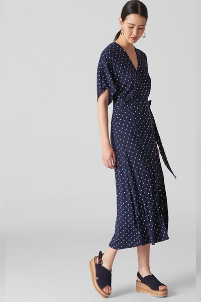 Spot Print Jersey Wrap Dress