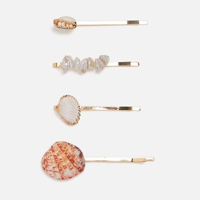 Pearl & Bead Shell Hair Clips from Zara