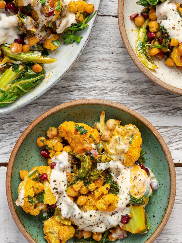 Curried Cauliflower & Chickpea Salad With Mango Chutney Dressing