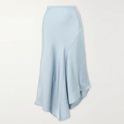 Asymmetric Silk-Satin Midi Skirt from Anine Bing