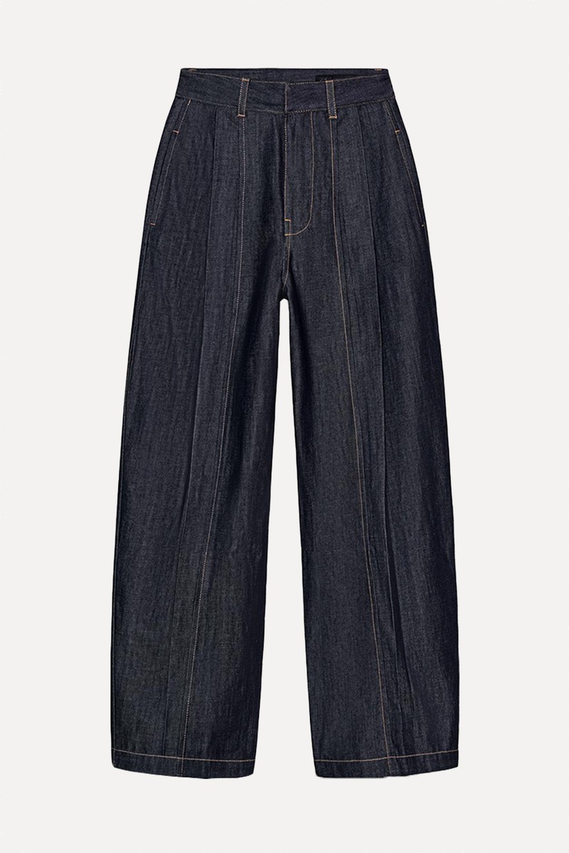 Balloon High-Waist Jeans With Pleats