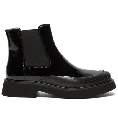 Rubber-Toe Patent Leather Chelsea Boots from Tod's