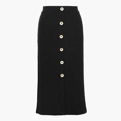 Textured Jersey Pencil Midi Skirt