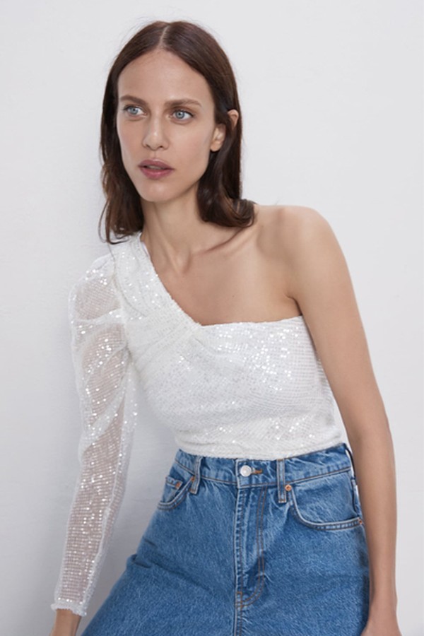 Sequinned Asymmetric Top from Zara