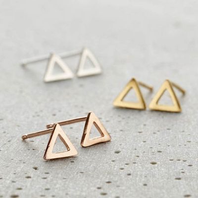 Fine Triangle Stud Earrings from PoshTottyDesigns