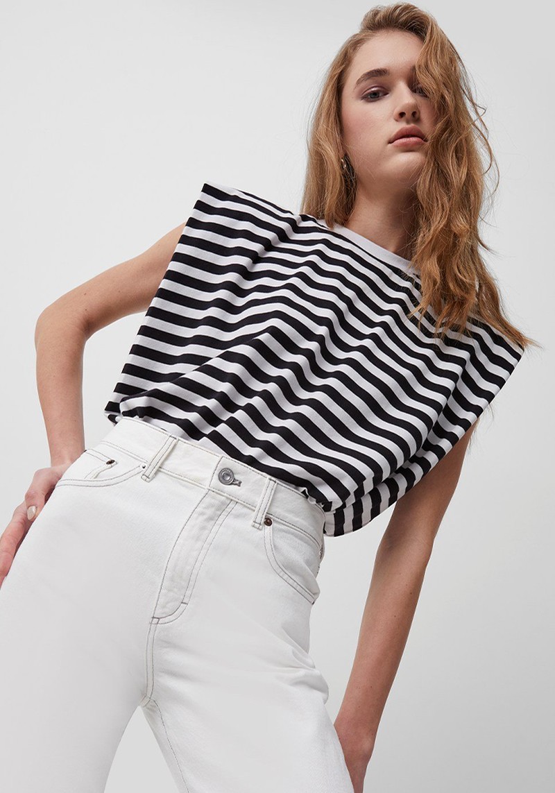 Shoulder Pad Stripe Tank Top from French Connection