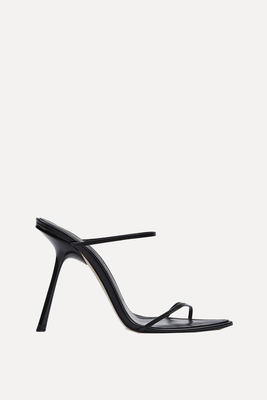 Leather Sandal With Inclined Heels