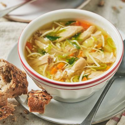 Old Fashion Vegan Chicken Chunk Soup With Vermicelli