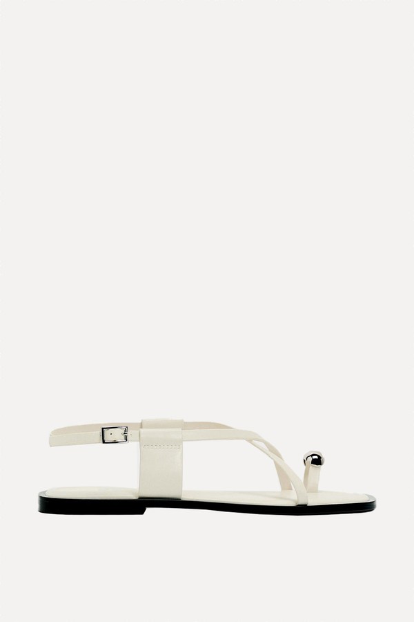 Flat Strappy Sandals With Metal Adornment from Zara