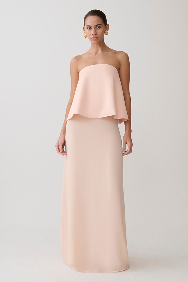 Sophia Satin Strapless Maxi Dress from Meshki
