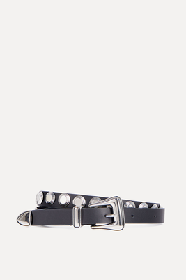 Thin Black Leather Belt With Studs from Kooples