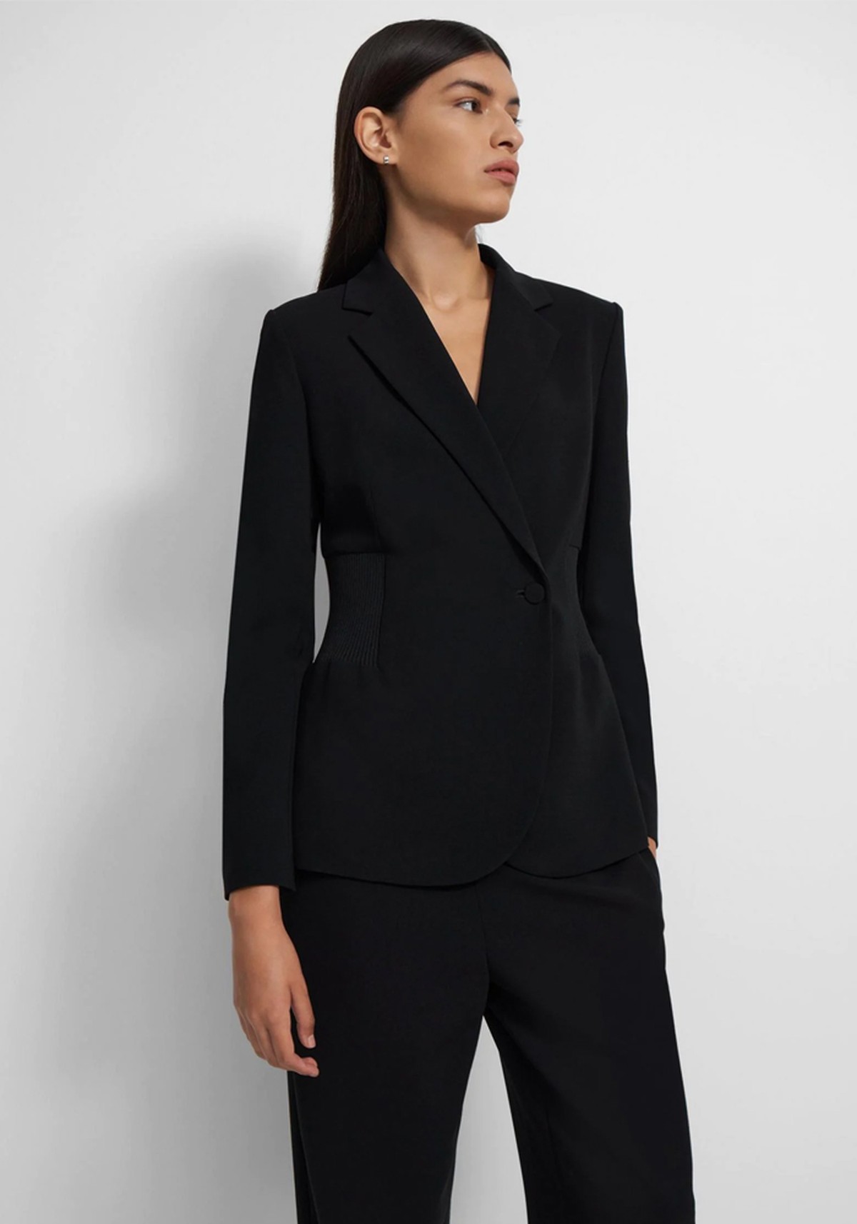 Ribbed-Waist Blazer