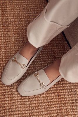 Camille Beige Leather Loafers from Mint Velvet