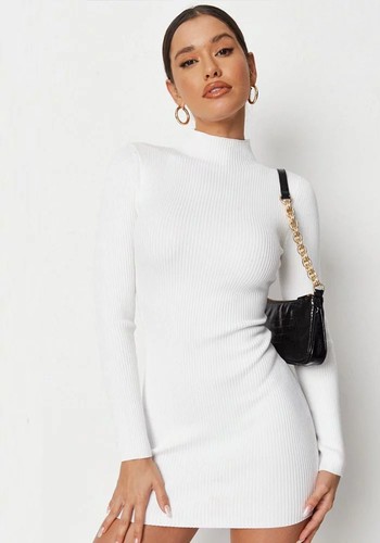 White Knit Mini Dress from MissGuided