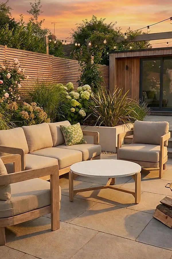 5 Seater Evora Wood Lounging Set With Coffee Table