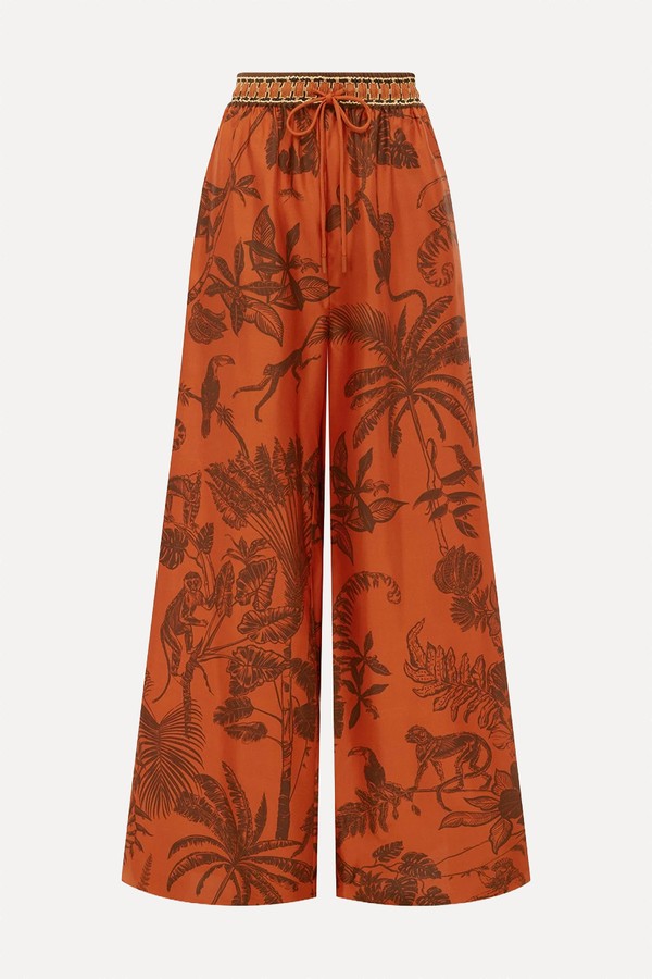Monkey Dance Silk Palazzo Pants