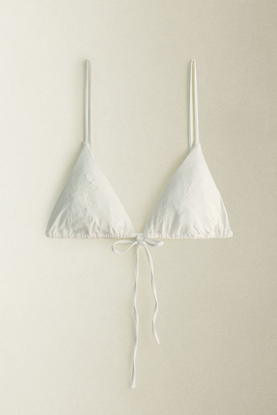 Embroidered Beach Bikini Top from Zara