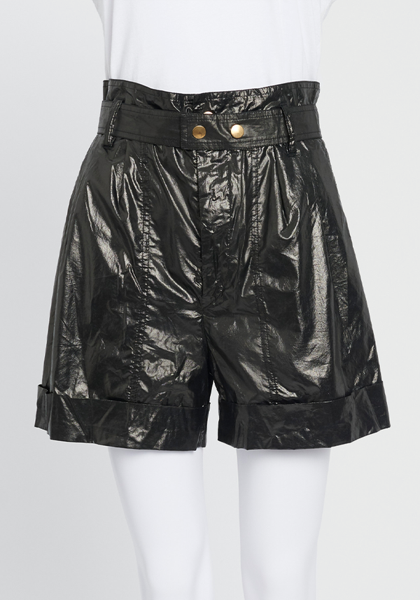 Black Shiny Cotton High-Waist Shorts from Isabel Marant