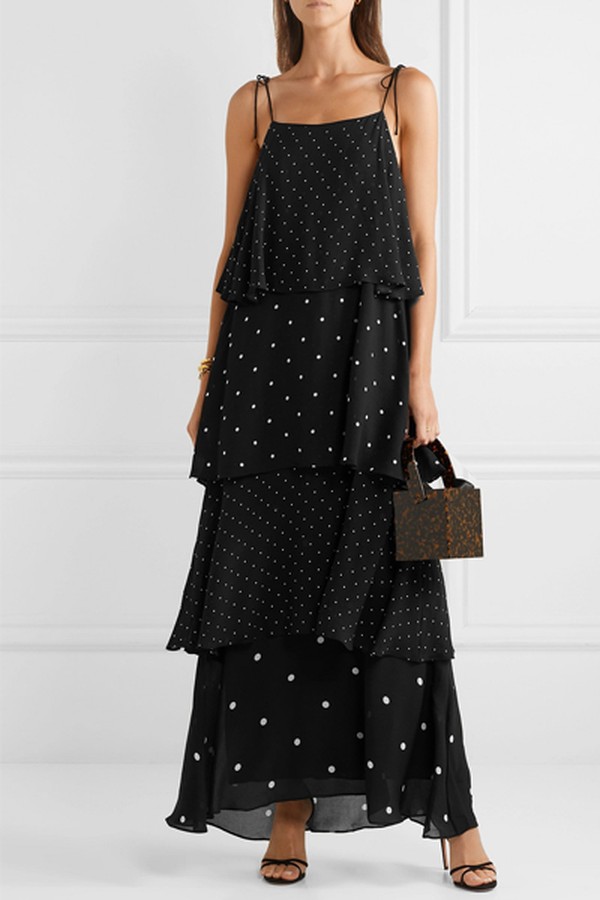 Daisy Tiered Polka-Dot Chiffon Maxi Dress from Anine Bing