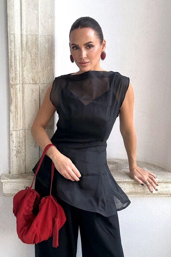 Organza Short Sleeve Top