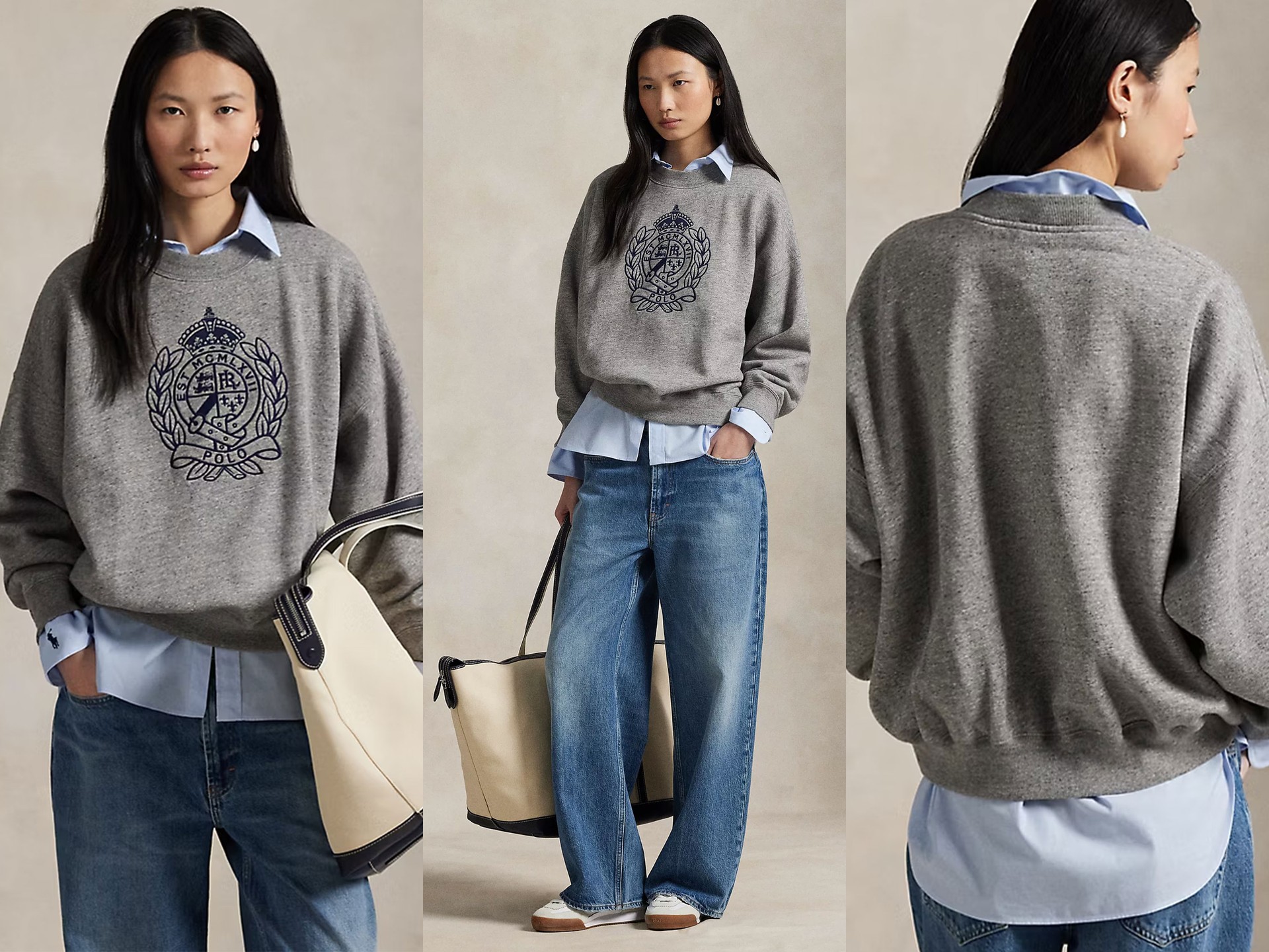 Embroidered-Crest Fleece Crewneck from Ralph Lauren