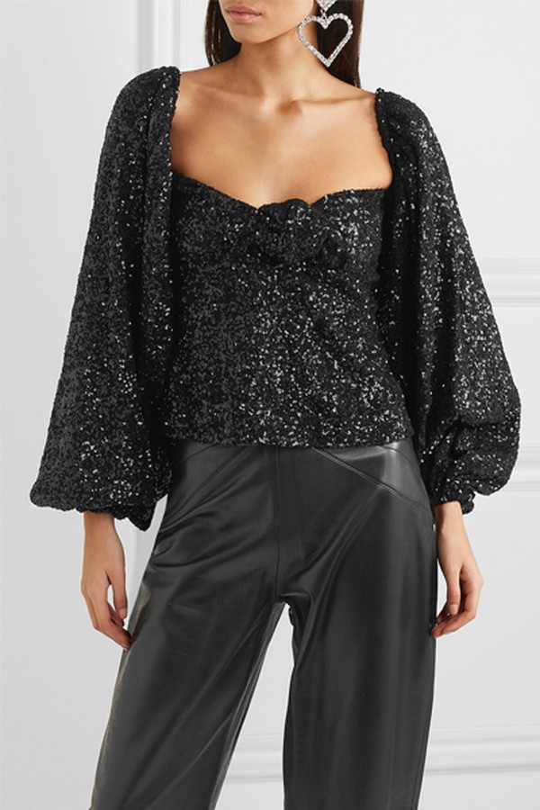 Twist-Front Sequined Crepe Top from Attico