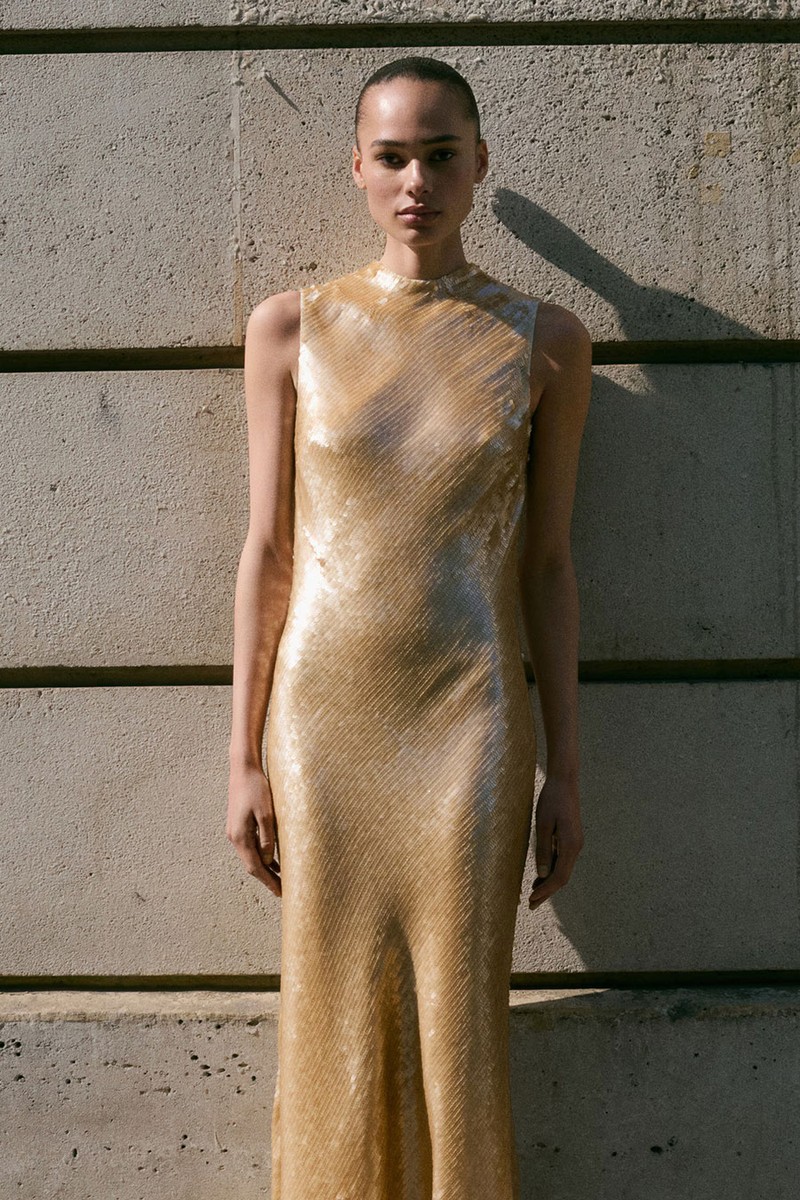 Scoop-Back Sequin Dress from Mango