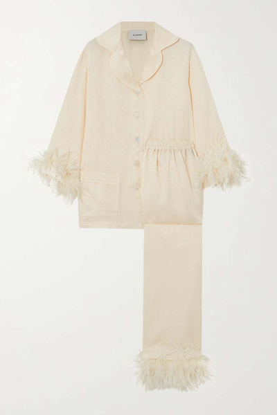 Feather-Trimmed Jacquard Pyjama Set  from Sleeper 