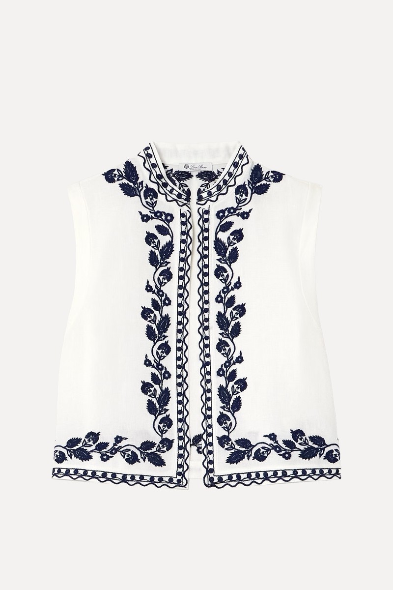 Dabney Embroidered Linen Vest from Loro Piana