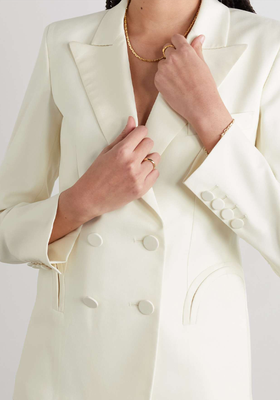 First Class Charmer Double-Breasted Silk-Trimmed Wool Blazer from Blazé Milano