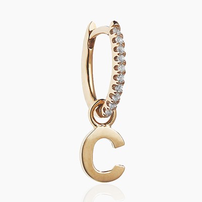 White Topaz & Alphabet Hoop Charm from Otiumberg